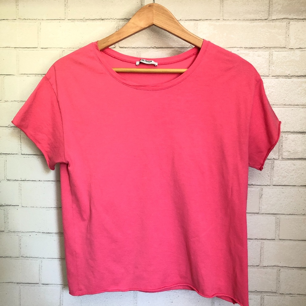 Zara Trafaluc Pink Cropped T-Shirt- Size Small